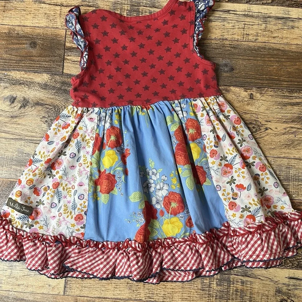 Matilda Jane Patchwork Ruffle Dress Baby Girl 18-24m In the Stars July 4th